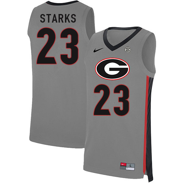 Men #23 Mikal Starks Georgia Bulldogs College Basketball Jerseys Sale-Gray